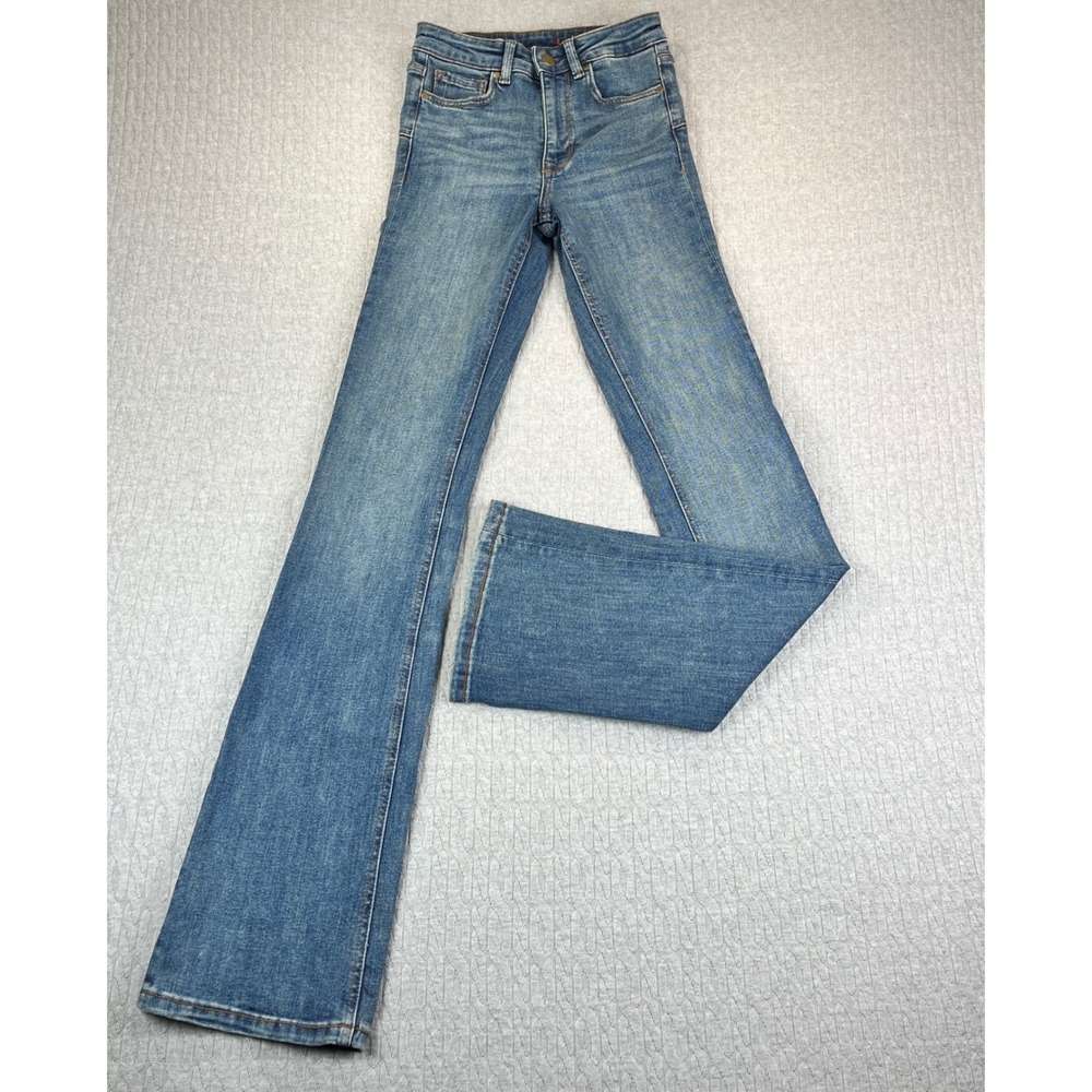 ZARA Bootcut Flared Blue Dress Jeans Women 0/22X34 High Rise medium wash